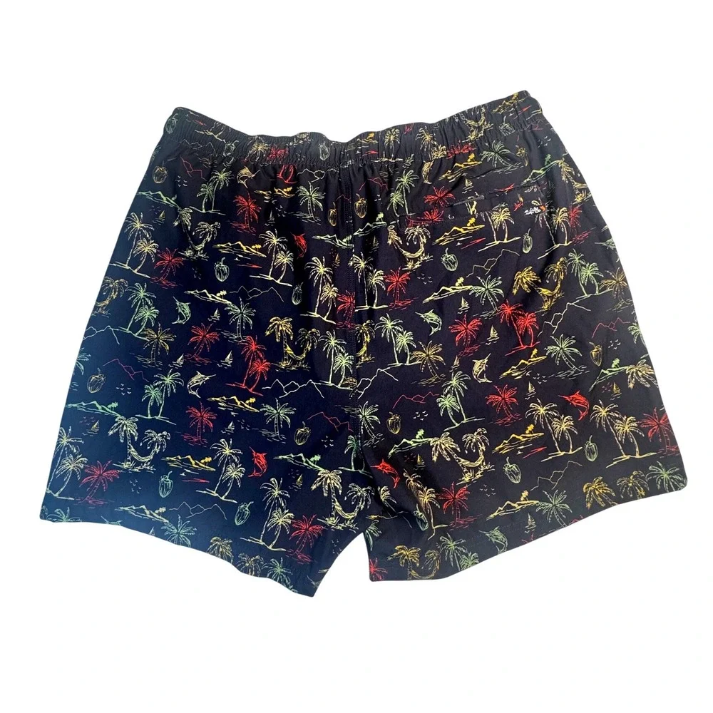 Salt Life Mens XXL Swim Trunks Navy Blue Tropical Neon Palm SLM4103 Board Shorts